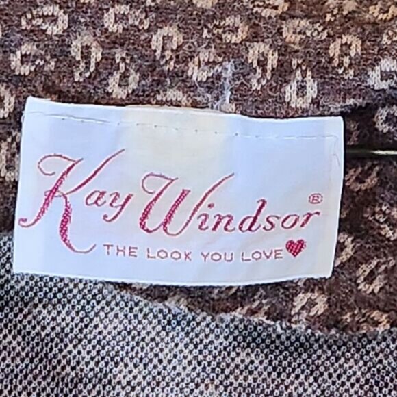 Vintage 1970's  women’s‎ Kay Windsor brown paisley wool XL dress Made in USA - Picture 3 of 10